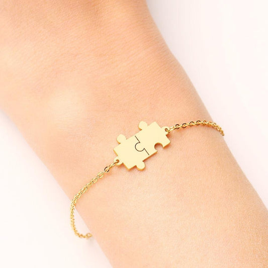 Edelstahl Puzzle Armband mit buchstaben gravierbar - Graviro